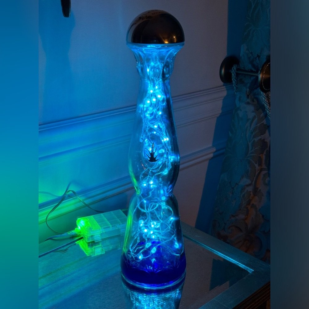 Handcrafted repurposed Clase Azul custom LED Lamp with remote control